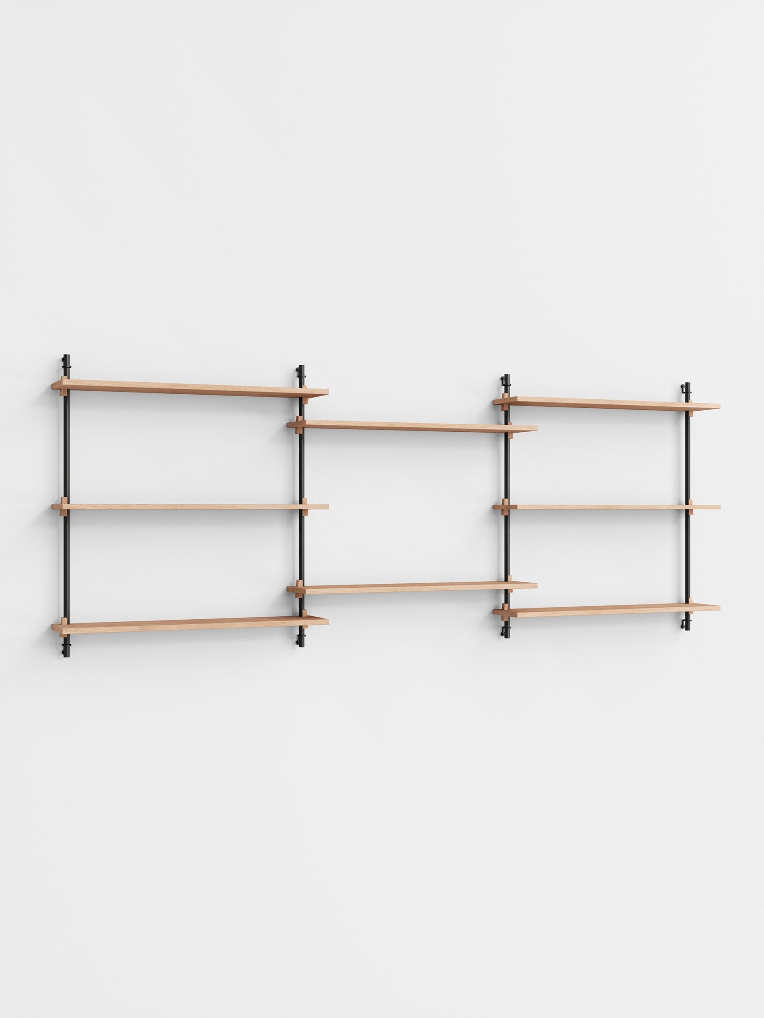 Moebe Wall Shelving Set Ws.85.3, Oak Shelves, Black Legs (fsc Mix Credit)