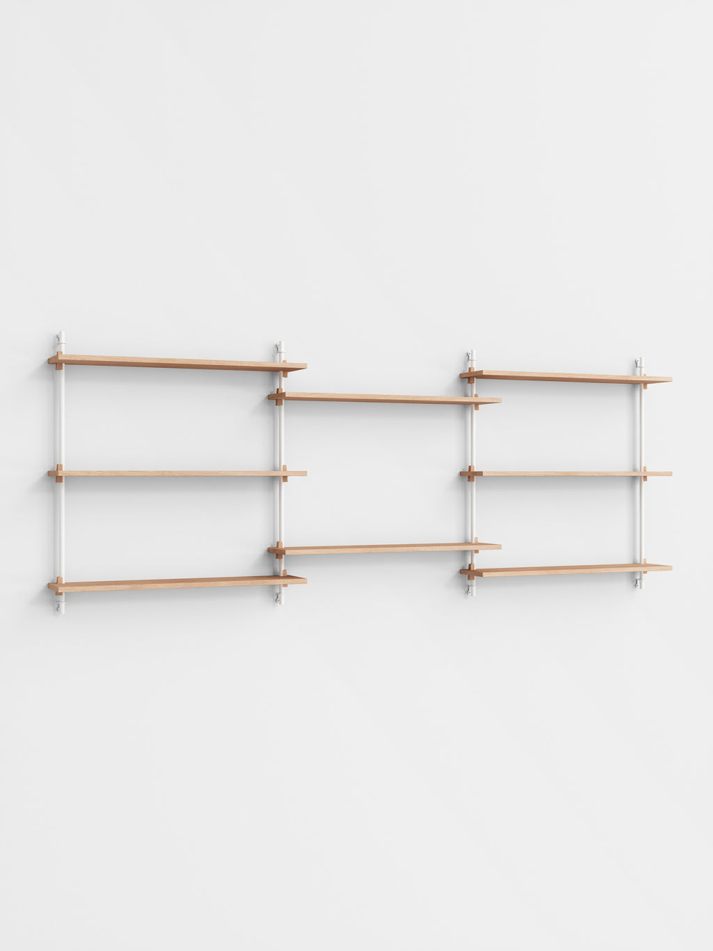 Moebe Wall Shelving Set Ws.85.3, Oak Shelves, White Legs (fsc Mix Credit)