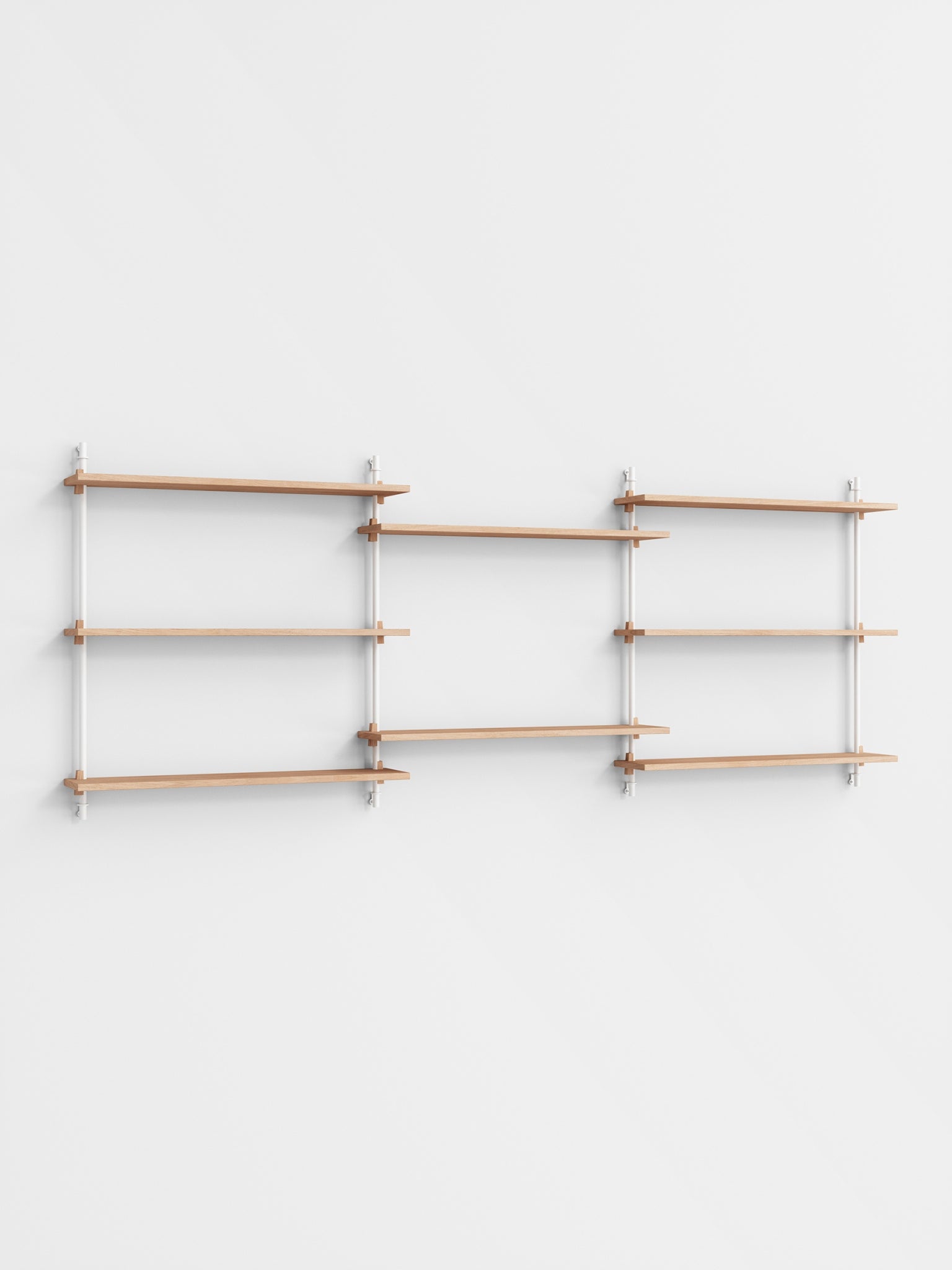 Moebe Wall Shelving Set Ws.85.3, Oak Shelves, White Legs (fsc Mix Credit)