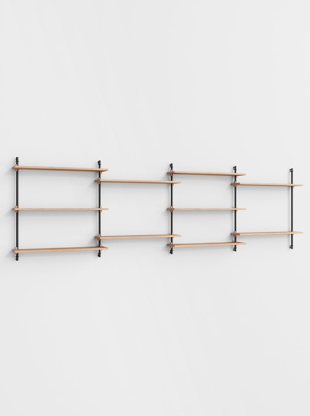 Moebe Wall Shelving Set Ws.85.4, Oak Shelves, Black Legs (fsc Mix Credit)