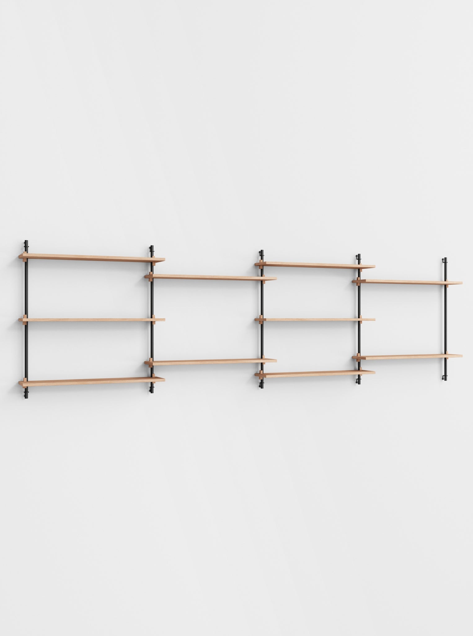Moebe Wall Shelving Set Ws.85.4, Oak Shelves, Black Legs (fsc Mix Credit)