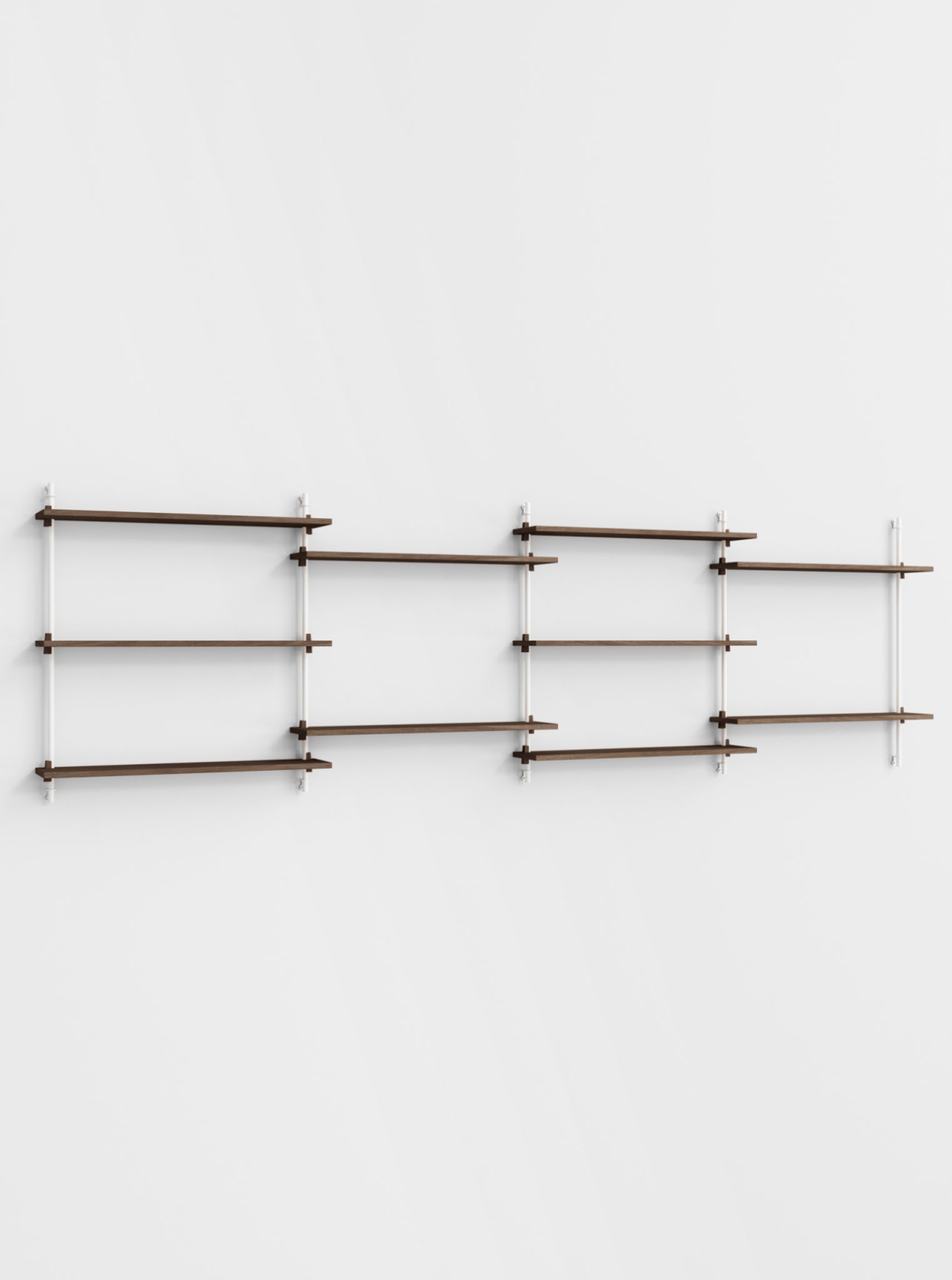 Moebe Wall Shelving Set Ws.85.4, Smoked Oak Shelves, White Legs (fsc Mix Credit)