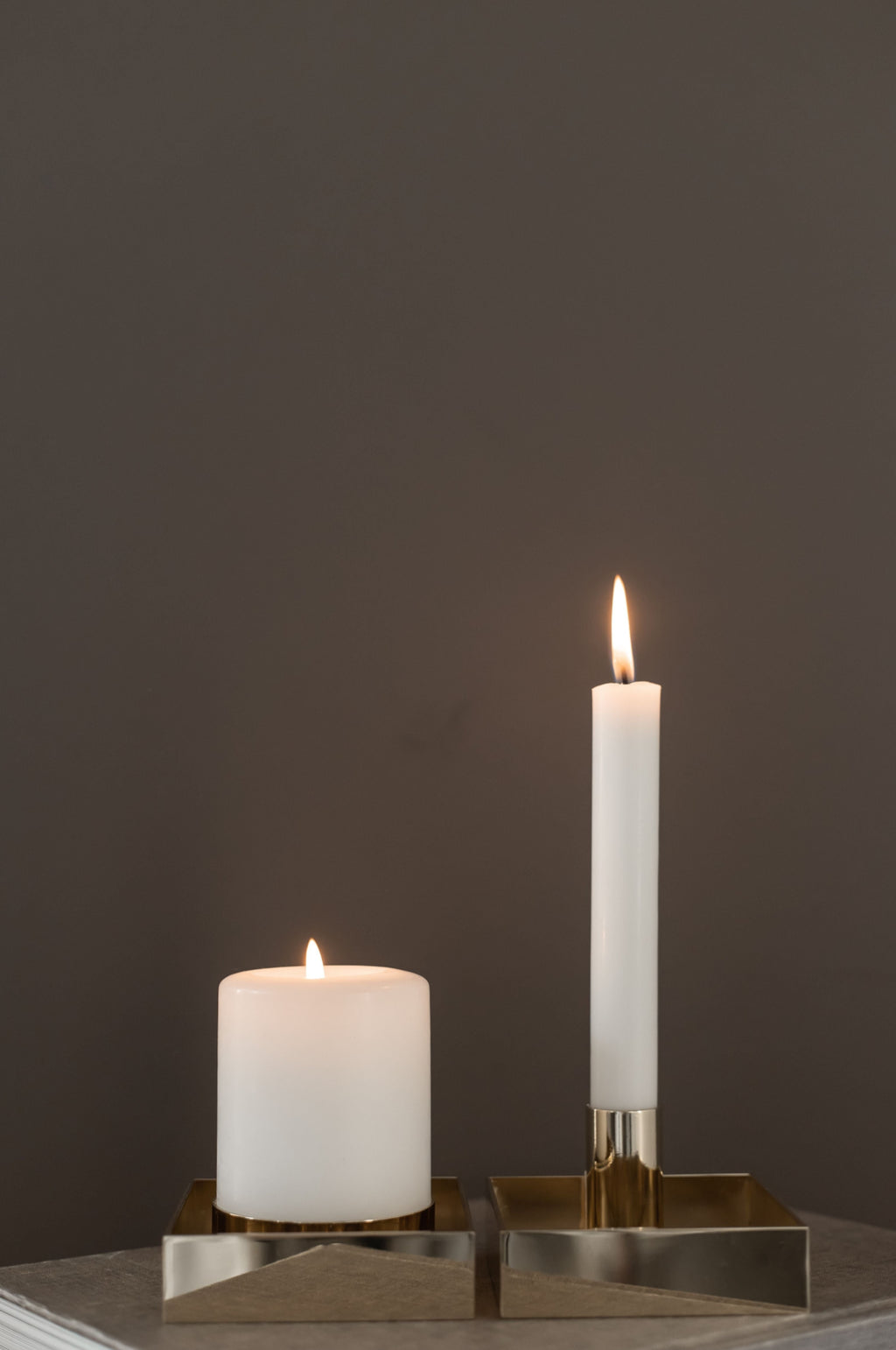 Malling Living Edge Candle Holder, Brushed Brass