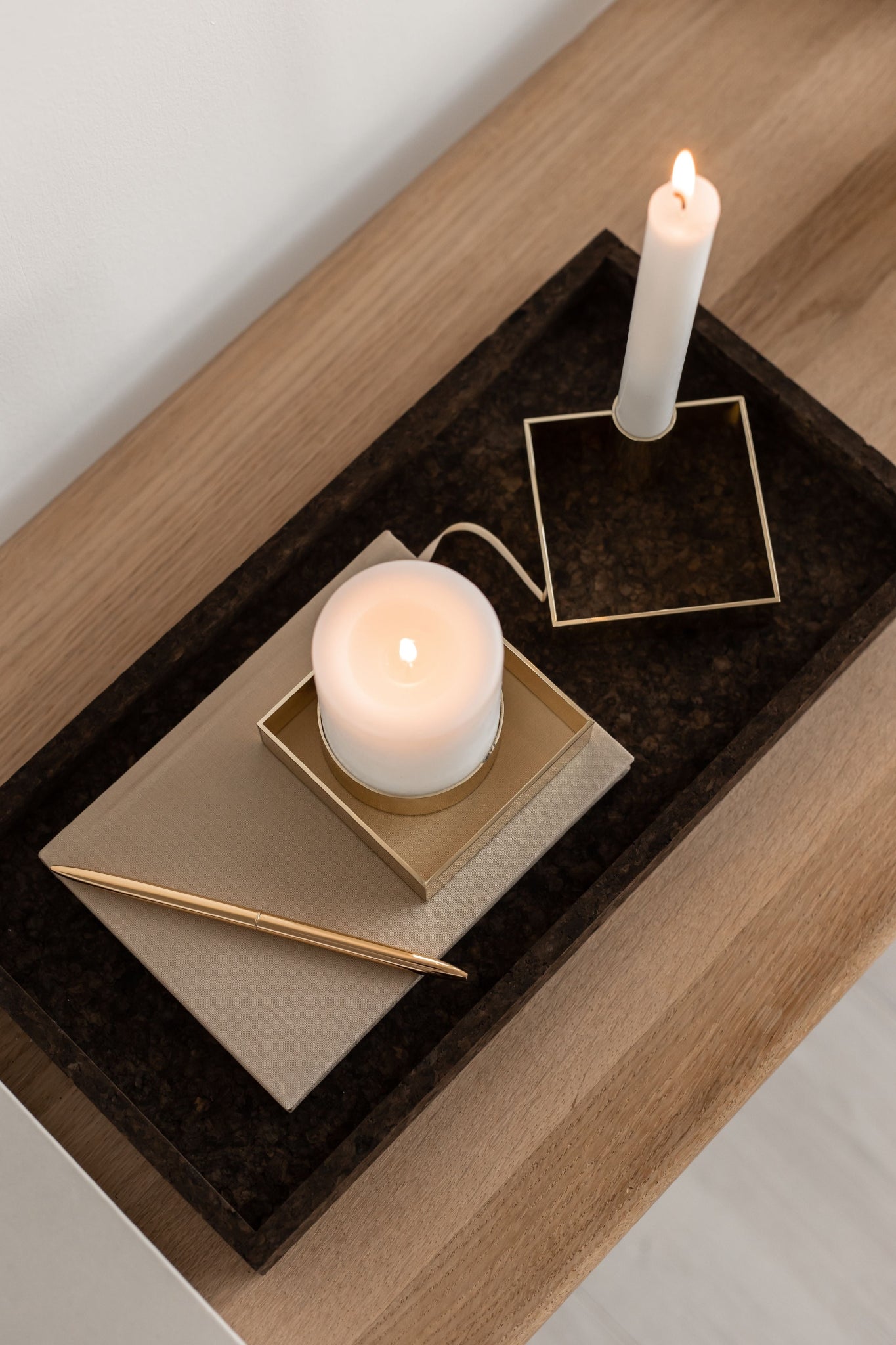 Malling Living Edge Candle Holder, Brushed Brass