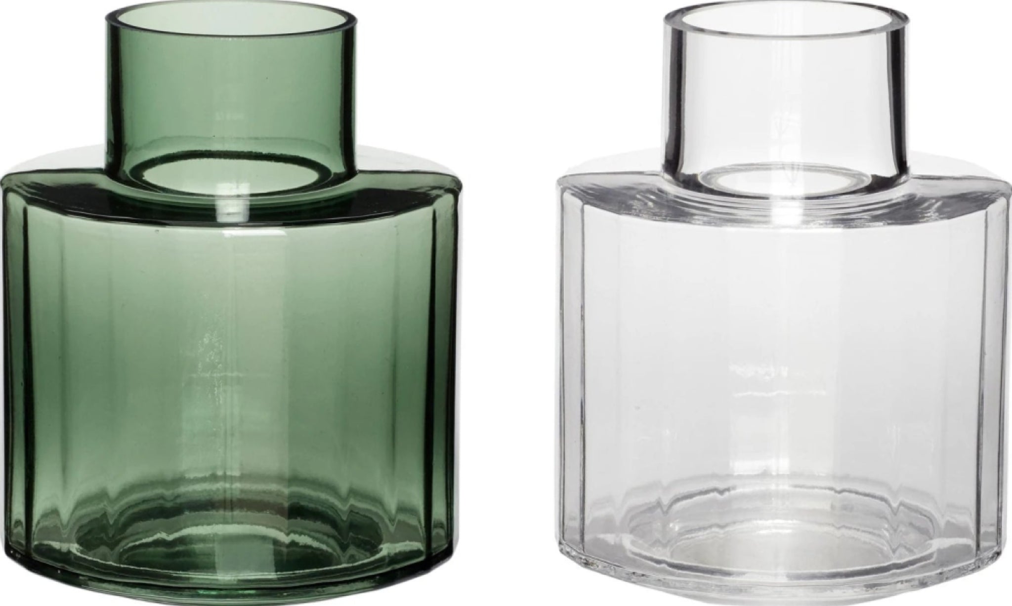 Hübsch Aster Vase Glass Green/Clear S/2