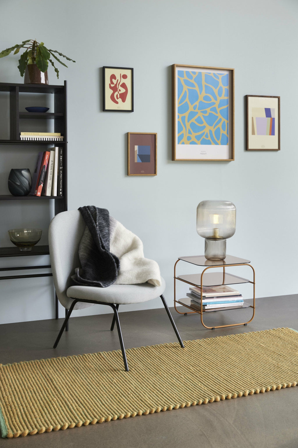 Hübsch Echo Side Table in Amber: Elegant Glass & Metal Design for Any Room