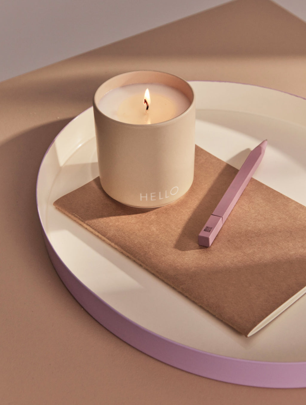 Design Letters Scented Candle Hello Large, beige