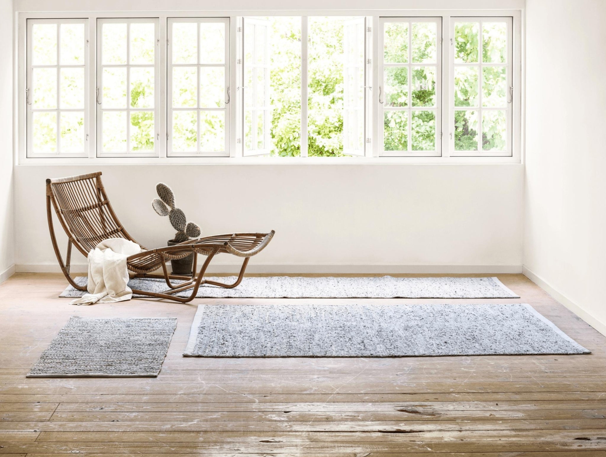 Rug Solid Leather Rug Limestone, 65 X 135 Cm