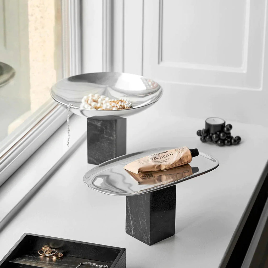 Gejst Sapoto Medium Bowl – Hand-polished Aluminum & Black Marble