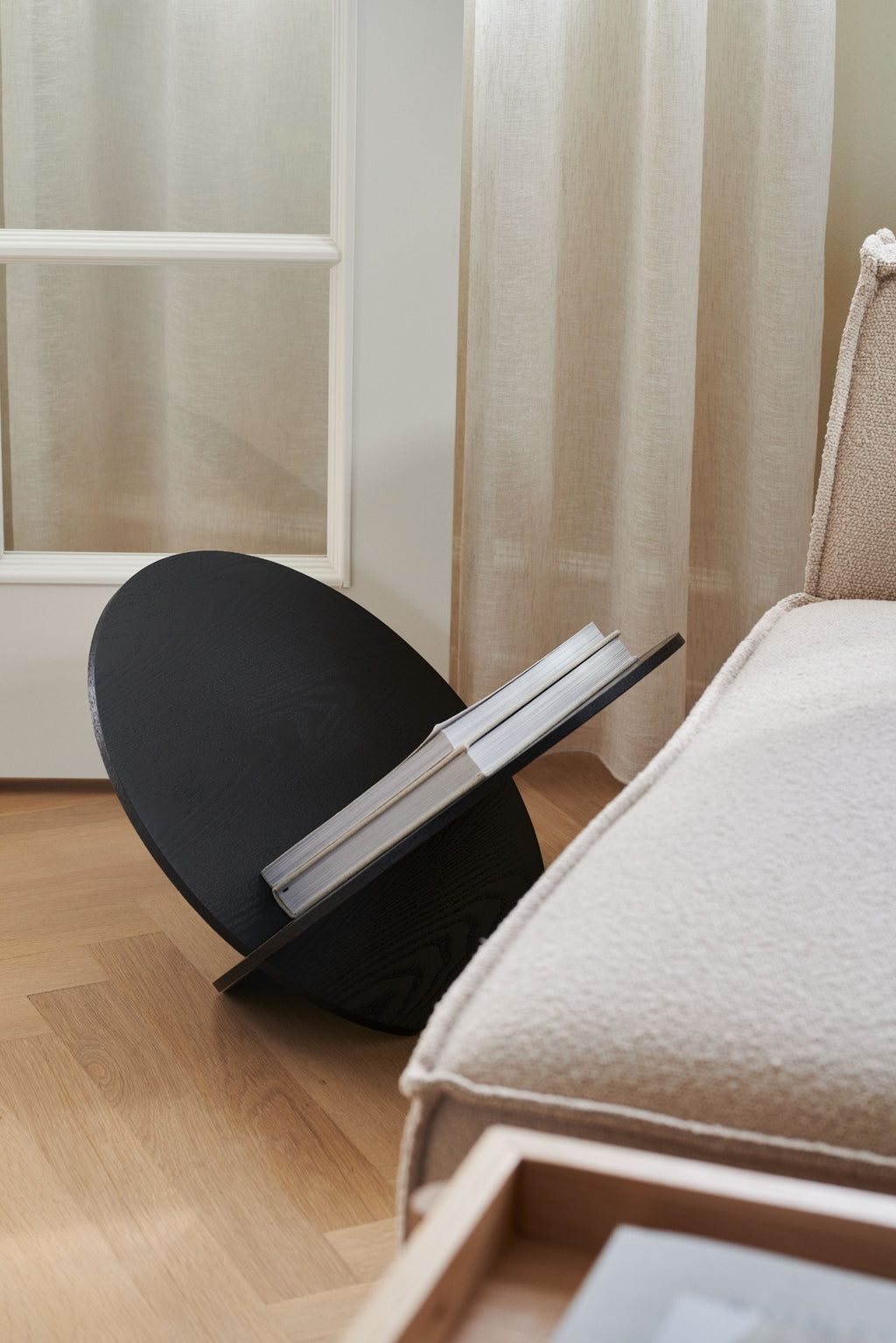 Gejst Silia Freestanding Magazine Holder - Black Oak Minimalist Rack