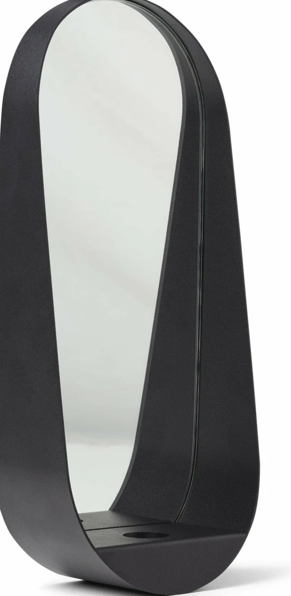 Gejst Glim Oval Wall Candle Holder Mirror 28cm – Black Steel Hygge