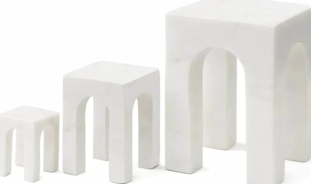 Gejst Arkis Marble Bookends White - 3-piece Sculptural Home Decor