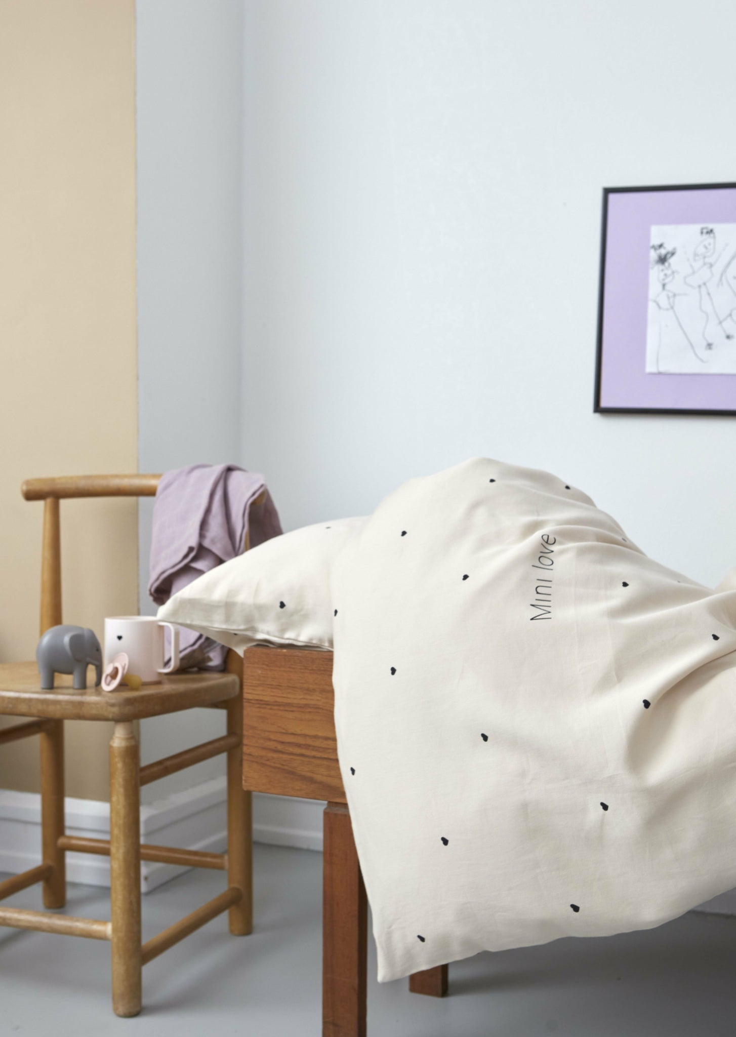 Design Letters Mini Love Baby Pillow and Duvet Covers 70x100 cm, beige