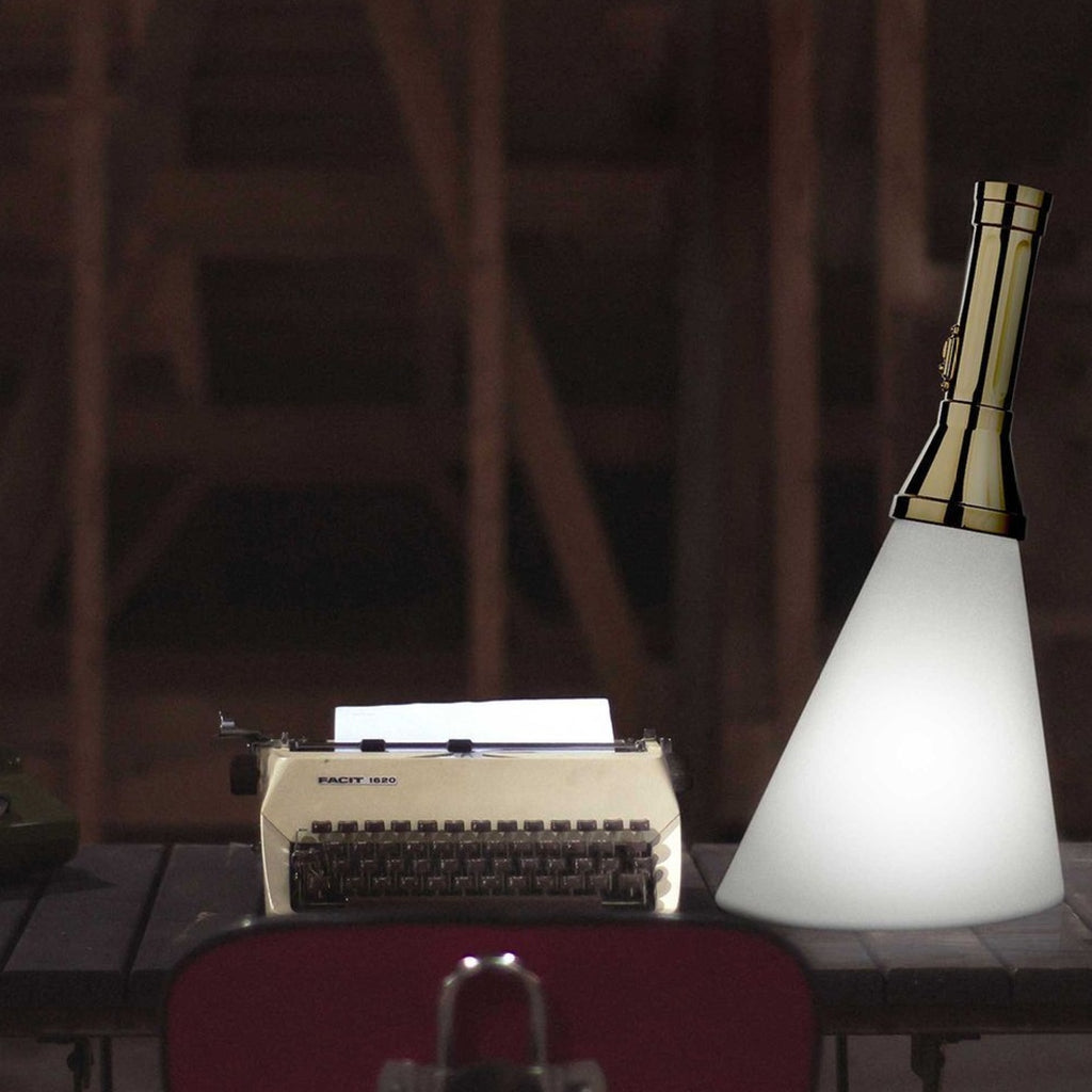 Qeeboo Flash Rechargeable Led Table Lamp Metal Finish H 48 Cm, Gold