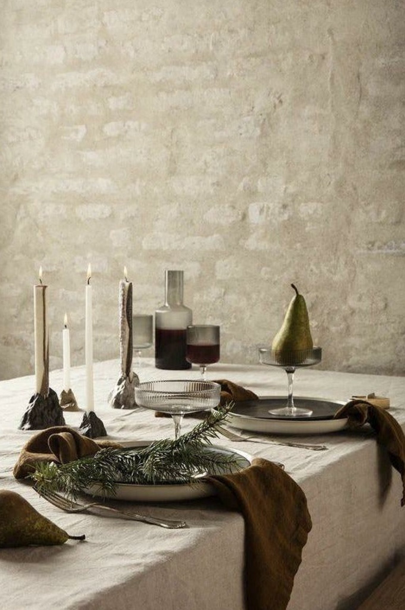 Ferm Living Stone Candle Holder Large, Brass