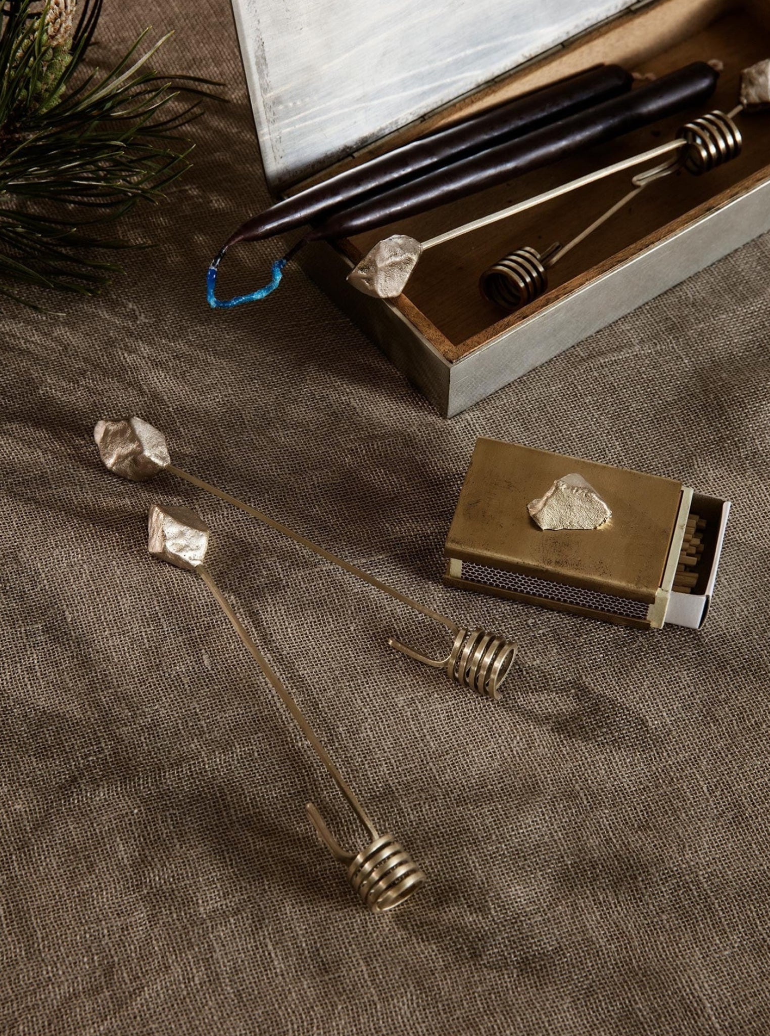 Ferm Living Stone Cast Brass Candle Holder