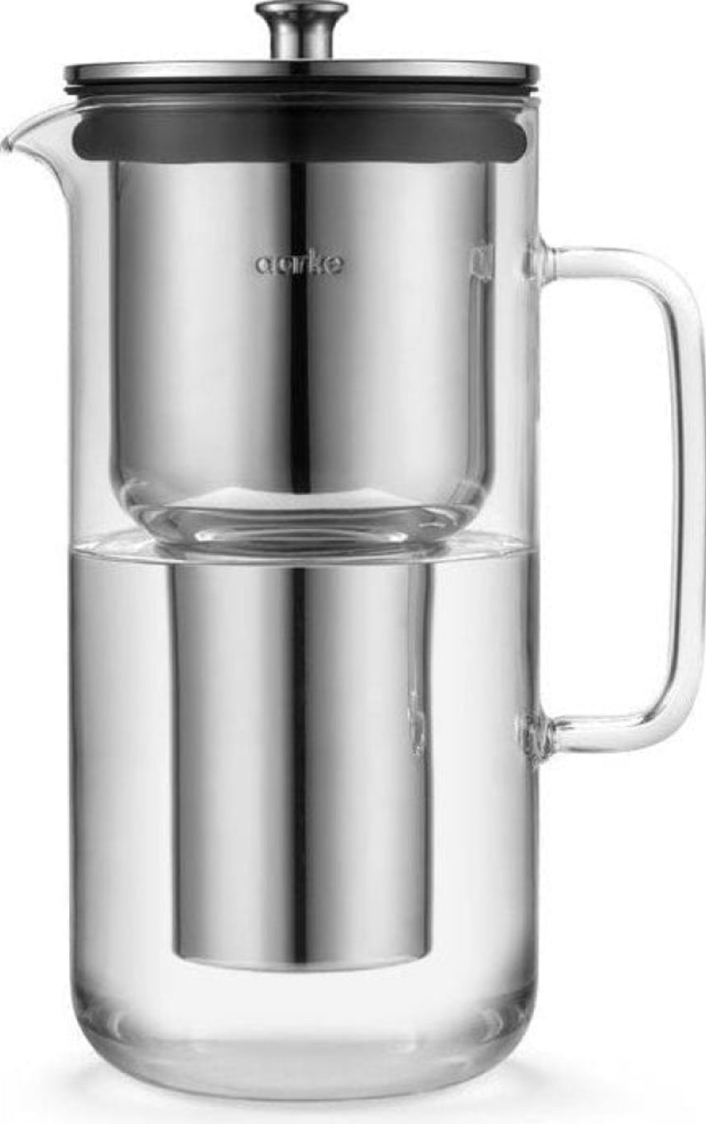 Aarke Purifier: Premium Glass & Steel Water Filter Jug For Cleaner Water