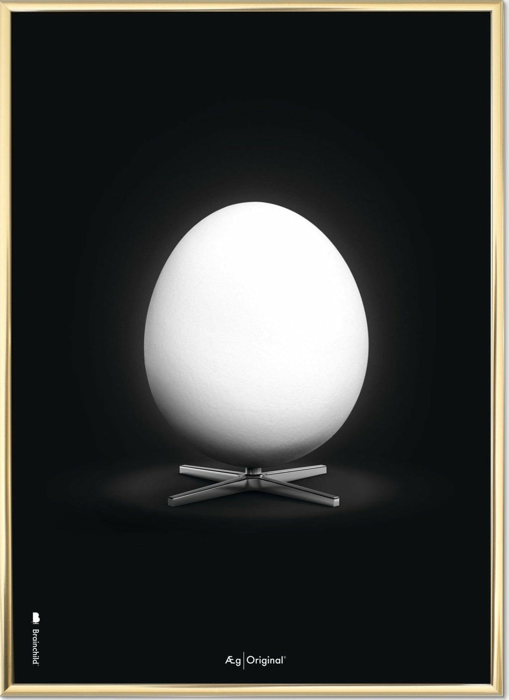 Brainchild egg classic poster, brass frame 70X100 cm, black background