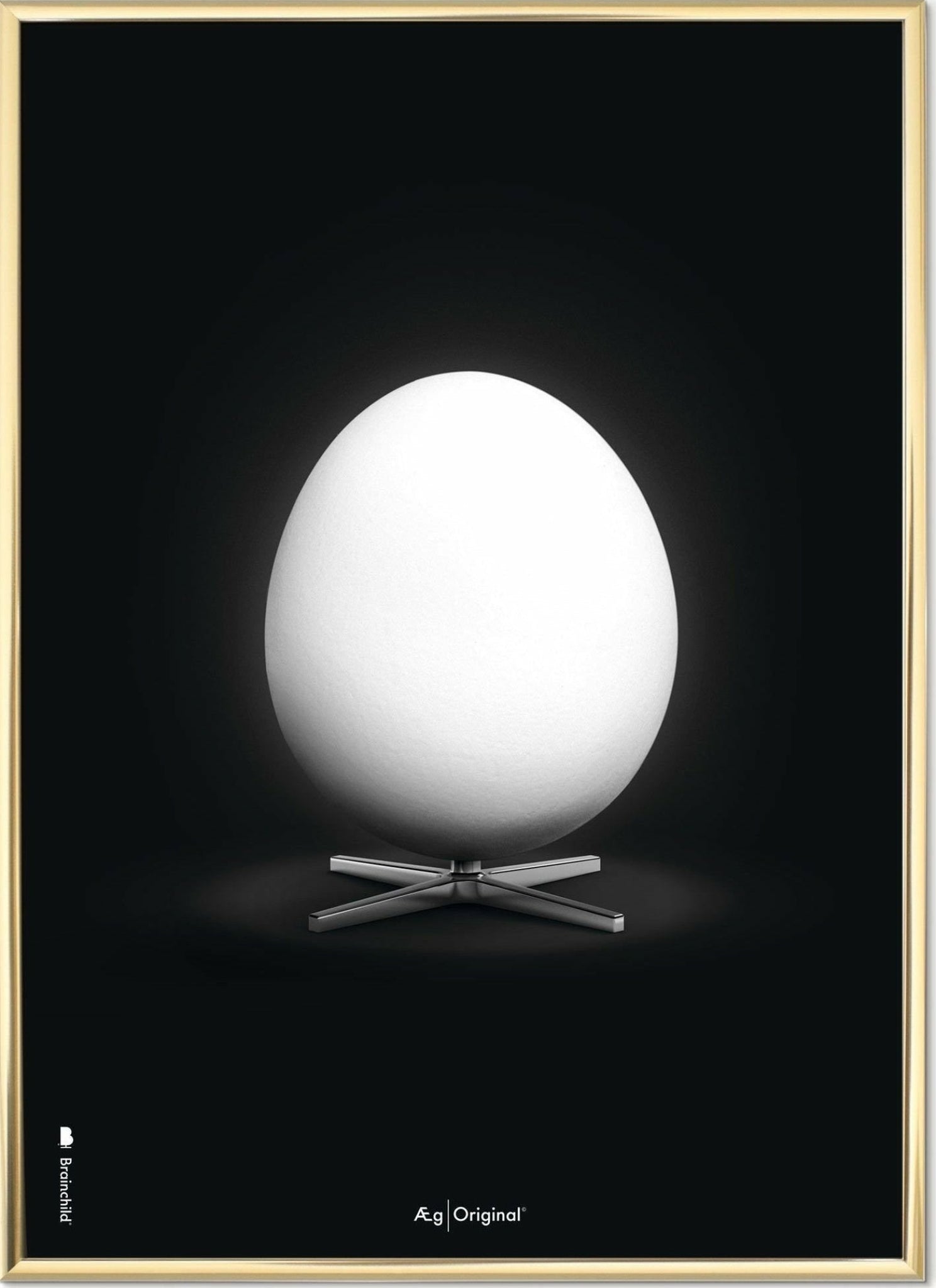 Brainchild egg classic poster, brass frame 70X100 cm, black background