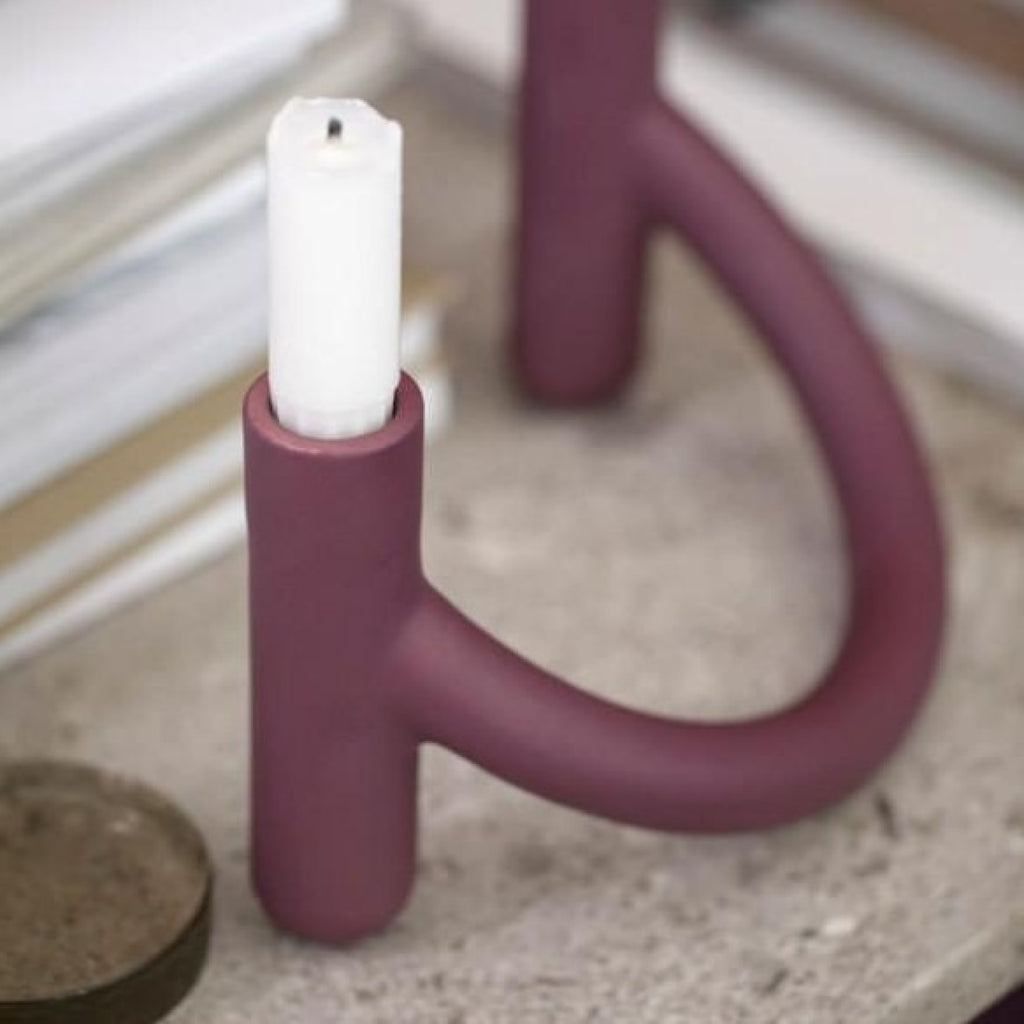Kähler Nellemann Candle Holder, Plum