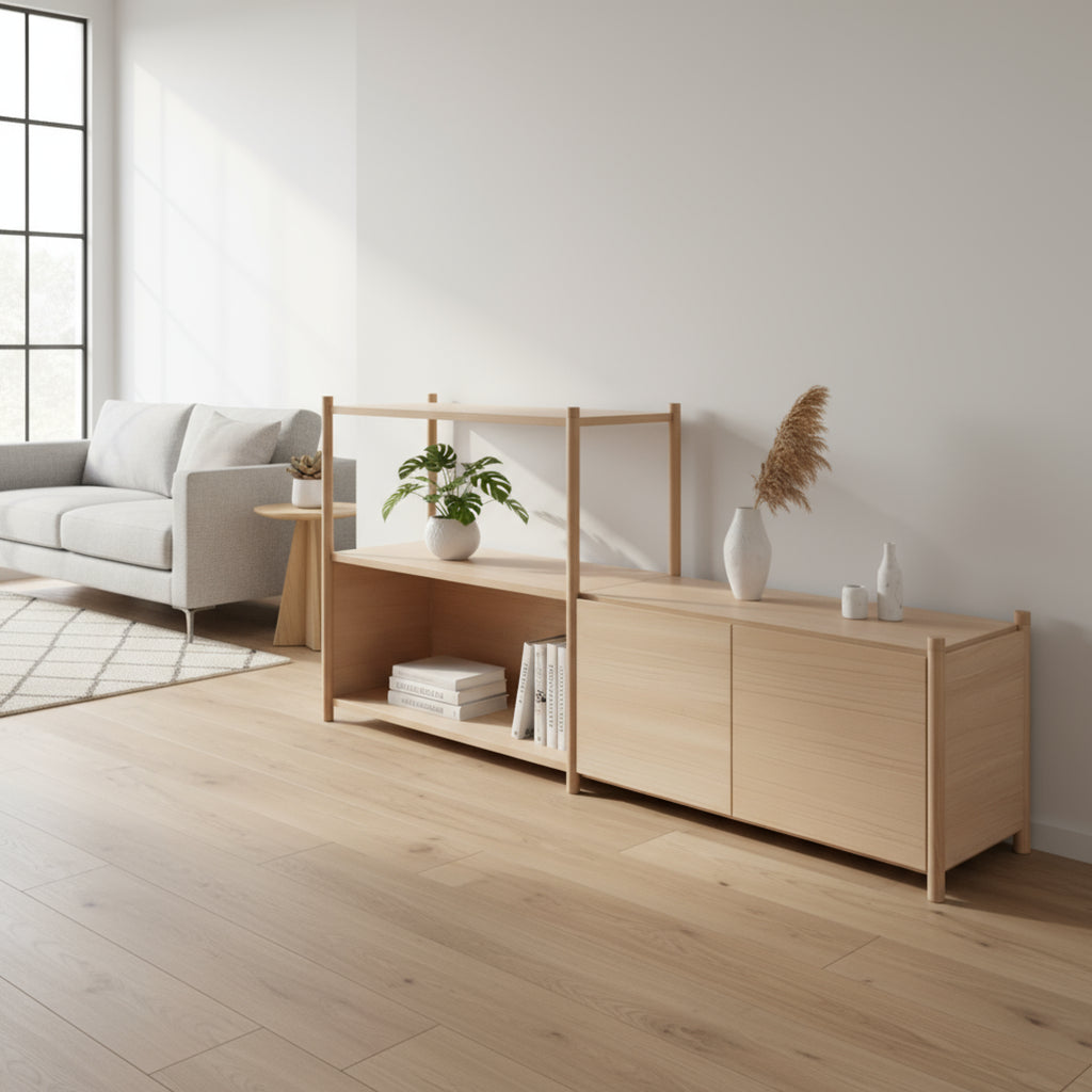 Gejst Sceene Shelf D 93 Cm - Modular Light Oak Bookcase 3-module Design