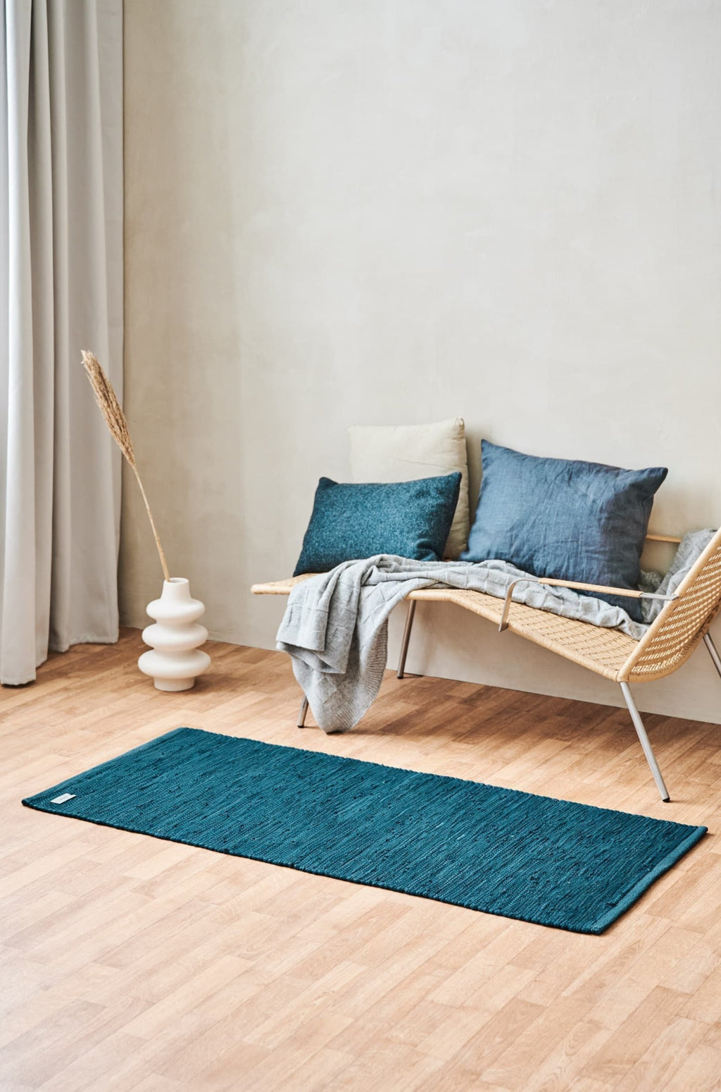 Rug Solid Cotton Rug 170 X 240 Cm, Petroleum