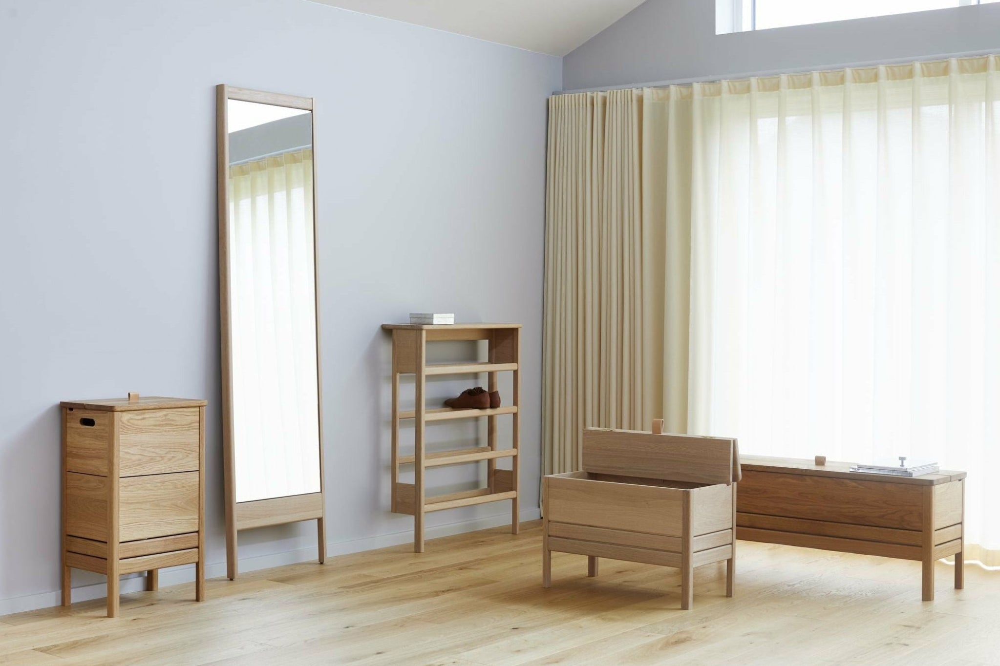 Form & Refine A Line 72 cm Oak Shoe Rack Console Table for Hallway