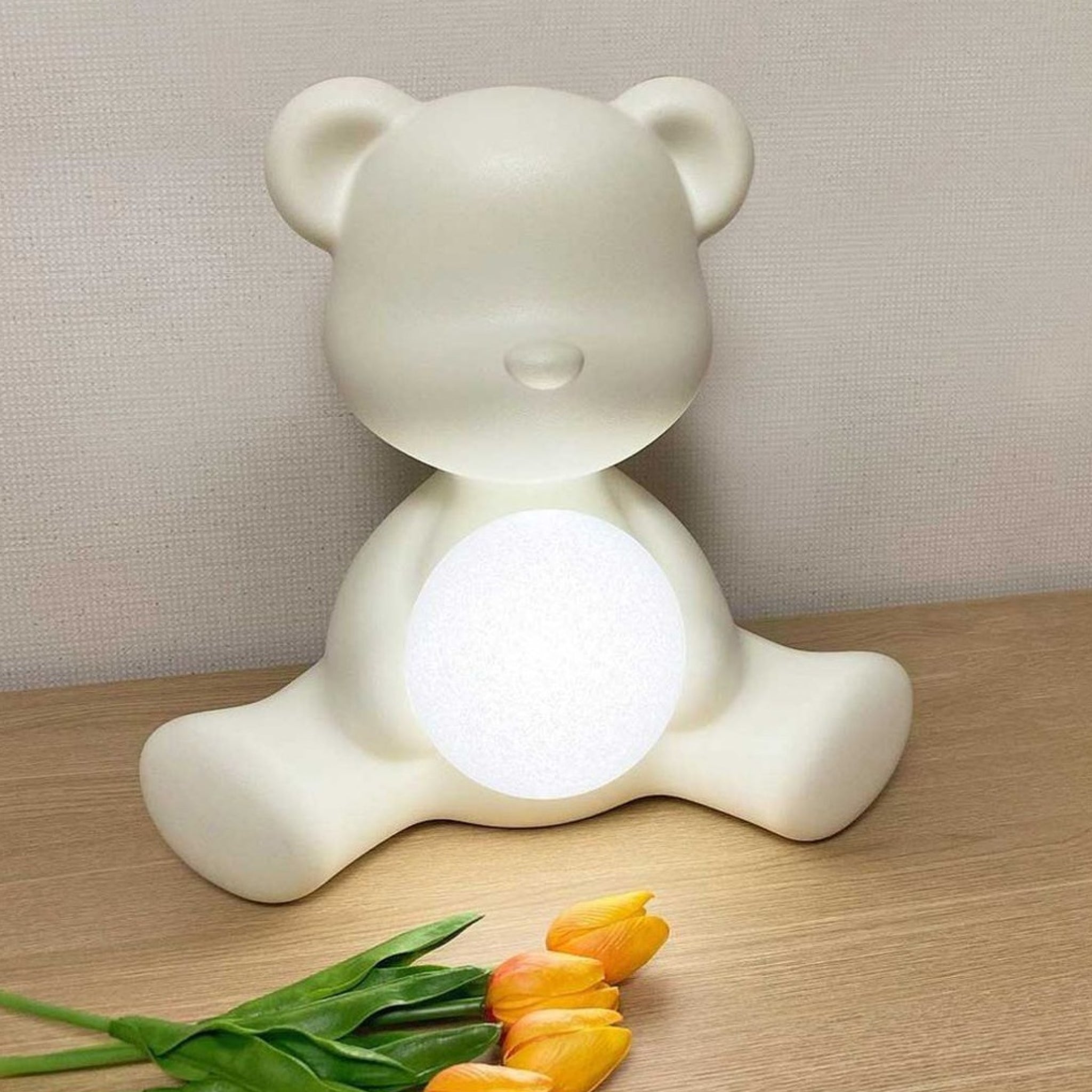 Qeeboo Teddy Girl LED Table Lamp - Rechargeable Orange Bear Design