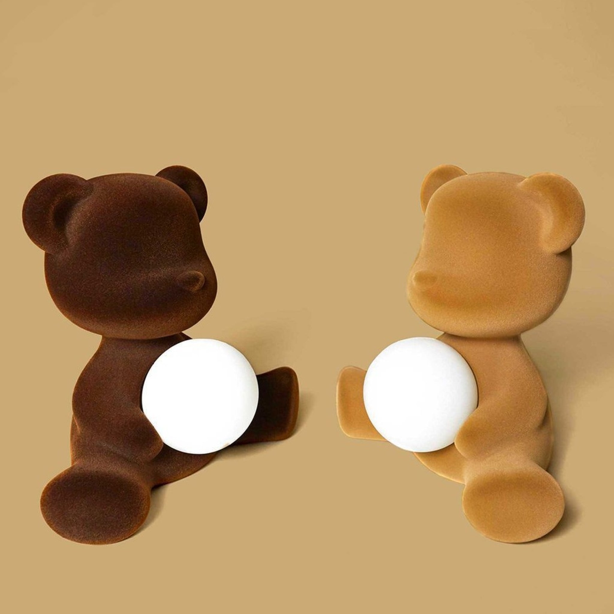 Qeeboo Teddy Girl Led Rechargeable Table Lamp Velvet Finish, Dark Gold