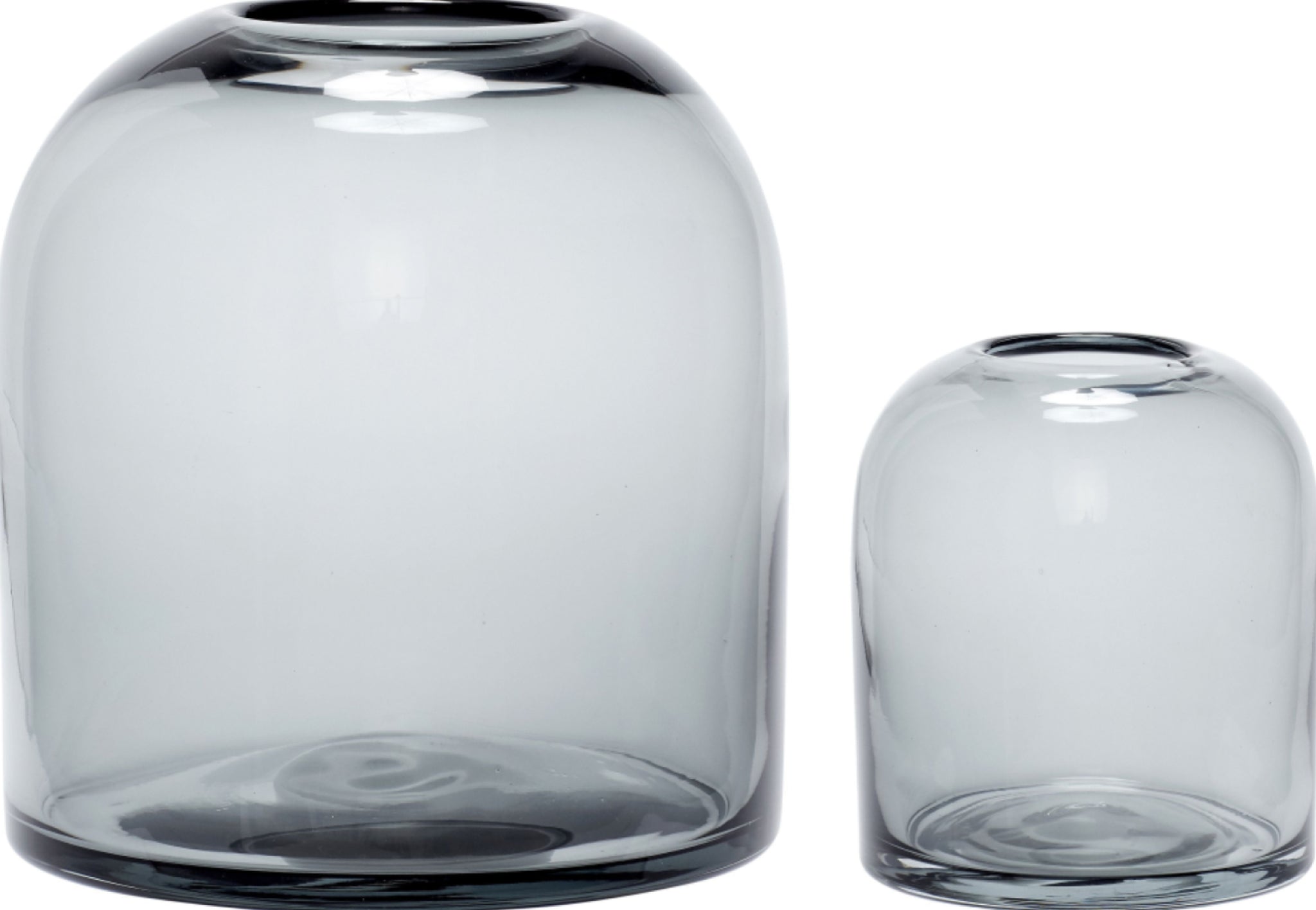 Hübsch Smoky Grey Dome Vase Set of 2 - Handmade Glass Decor for Flowers