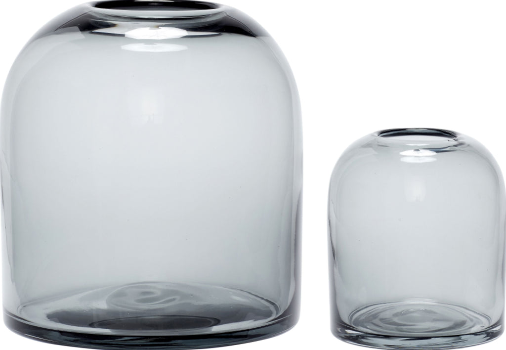 Hübsch Dome Vase Glass Smoky Grey Set Of 2