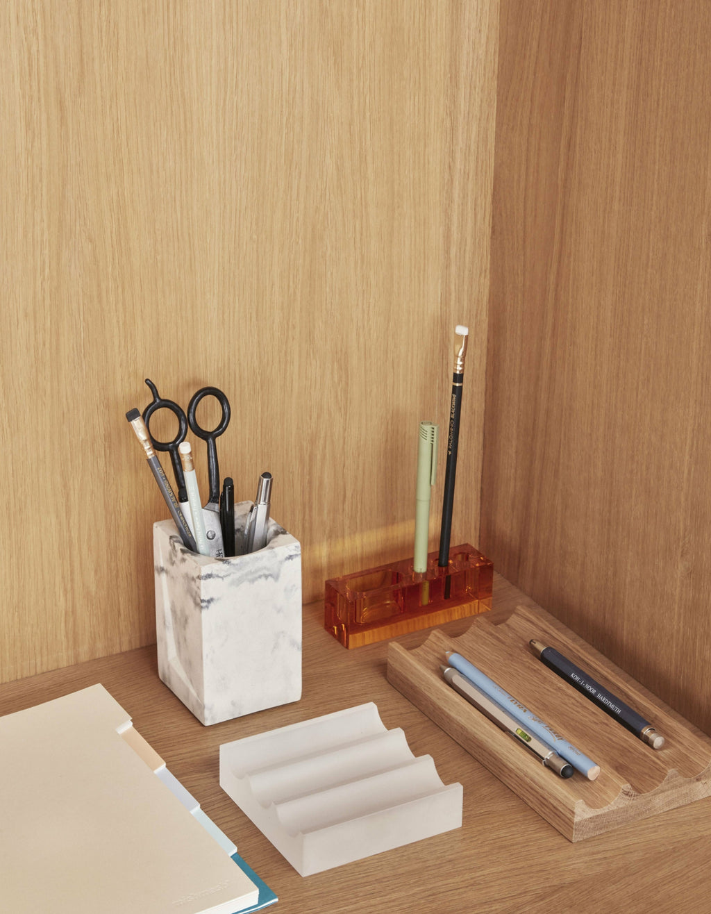 Hübsch Wave Desk Organizer Crystal Frosted Glass