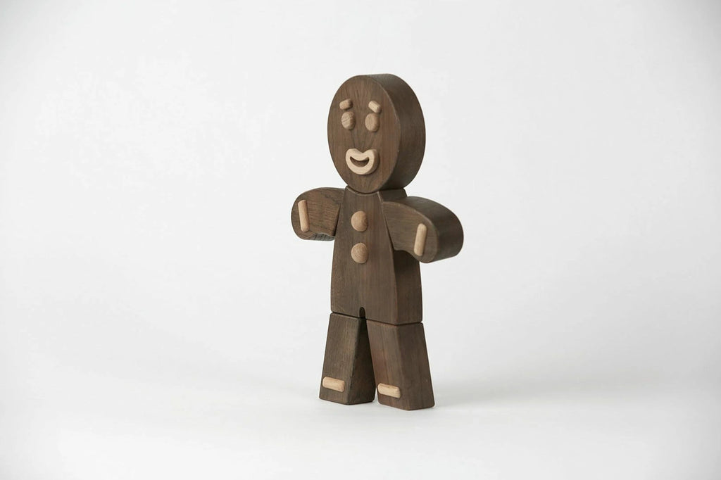Boyhood Gingerbread Man wooden figure, stained oak, large