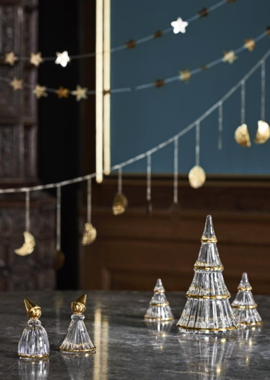 Holmegaard Fairytales Christmas Tree Clear With Gold, Medium