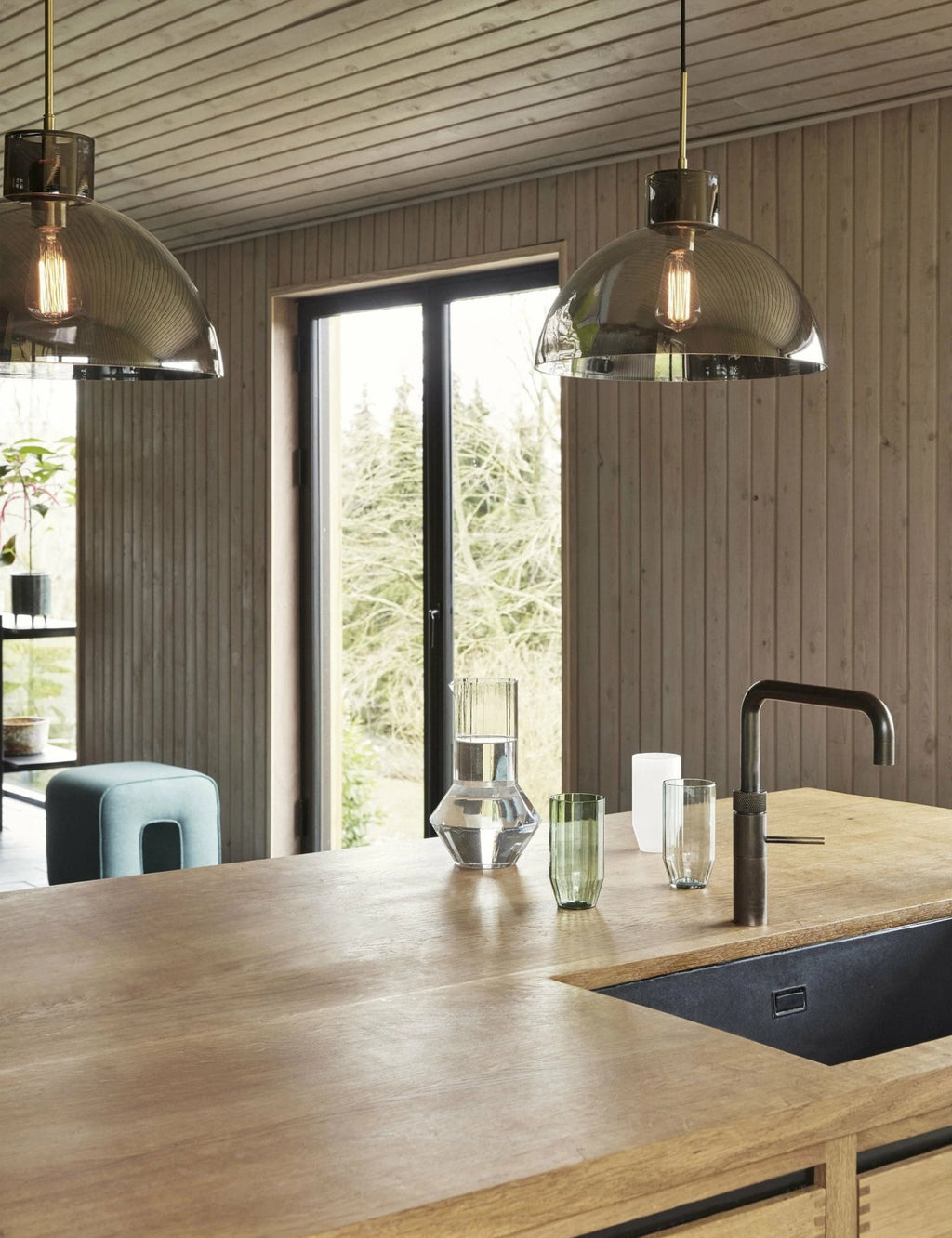 Hübsch Aster Drinking Glass, Green