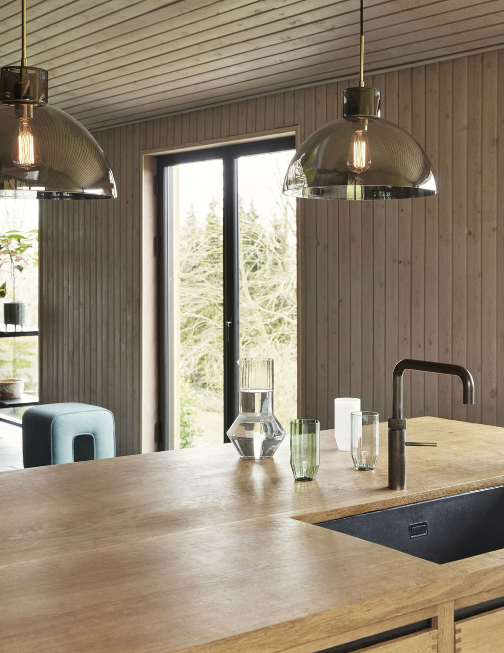 Hübsch Aster Drinking Glass, Green