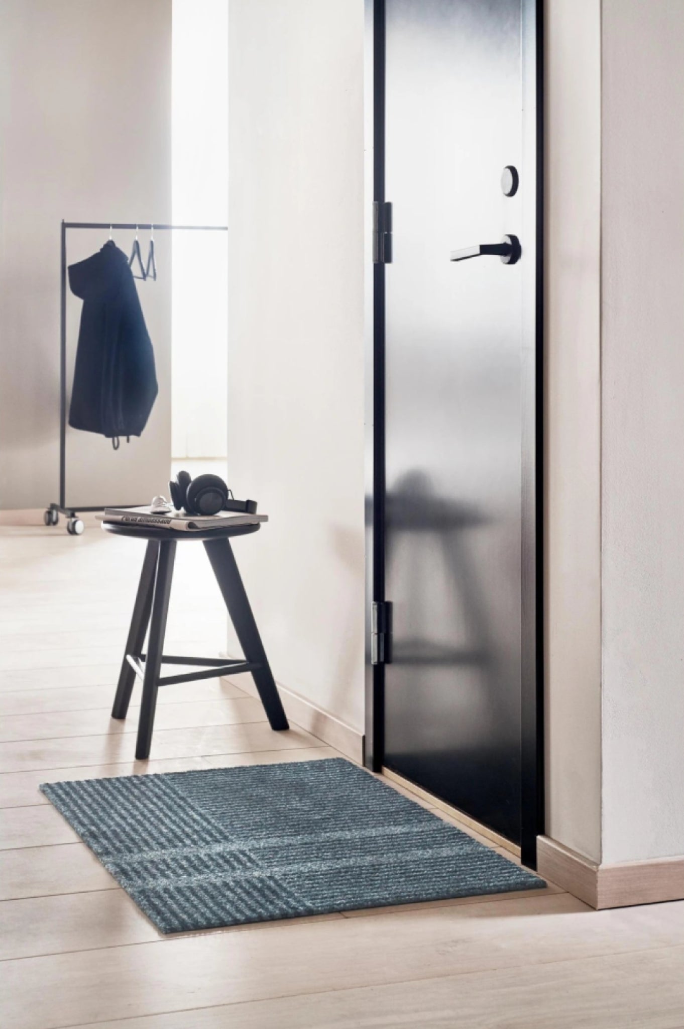 Heymat Løype Doormat Stormy Blue/Grey-Beige 85x115 cm PET with nitrile backing