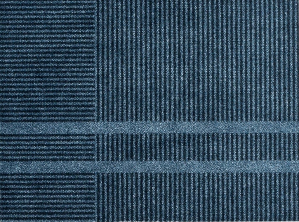 Heymat Løype Stormy Blue Doormat 85x250 cm – PET/Nitrile Runner Grey/Beige