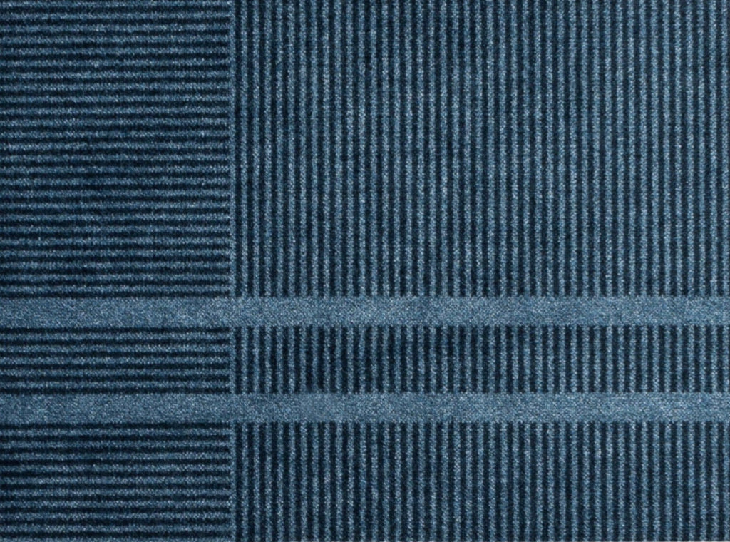 Heymat Løype Stormy Blue Doormat 85x250 cm – PET/Nitrile Runner Grey/Beige