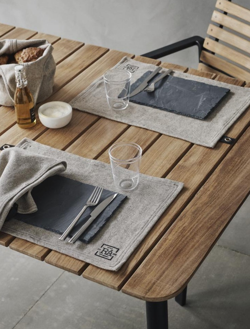 Juna Rå Cotton Tablecloth Dark Grey, 150x180 Cm