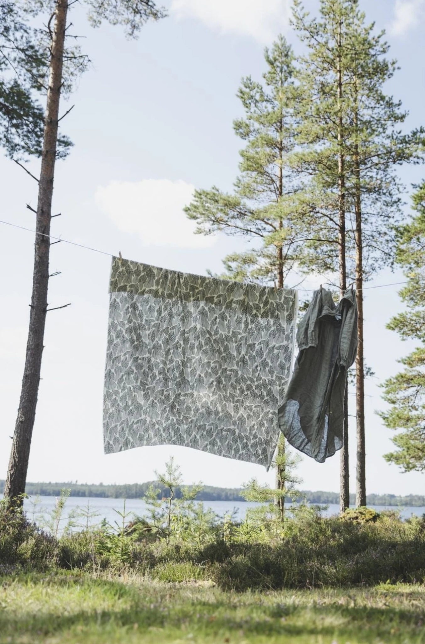 Spira Birds Fabric Width 150 Cm (Price Per Meter), Mineral Green