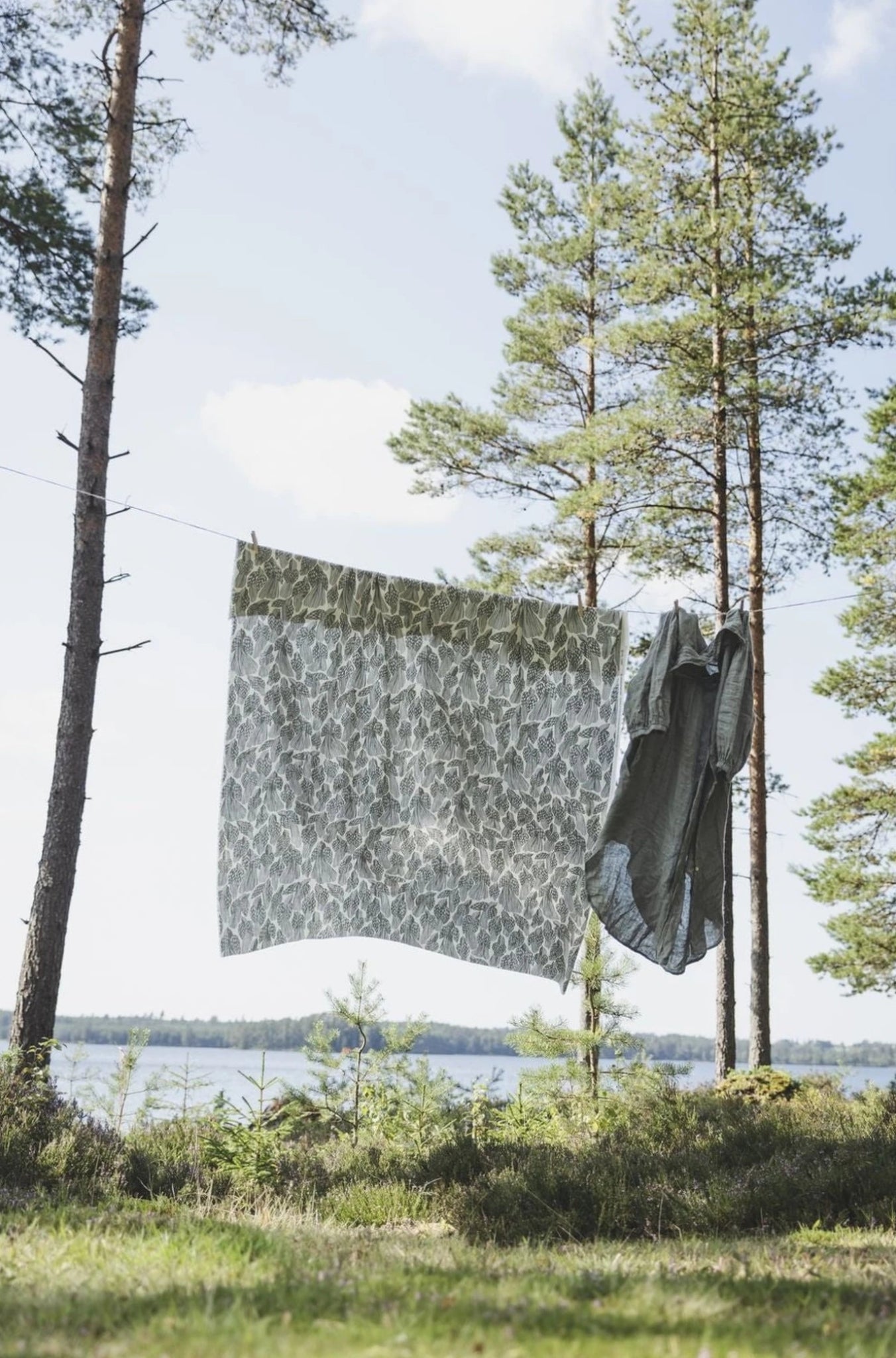 Spira Birds Fabric Width 150 Cm (Price Per Meter), Mineral Green