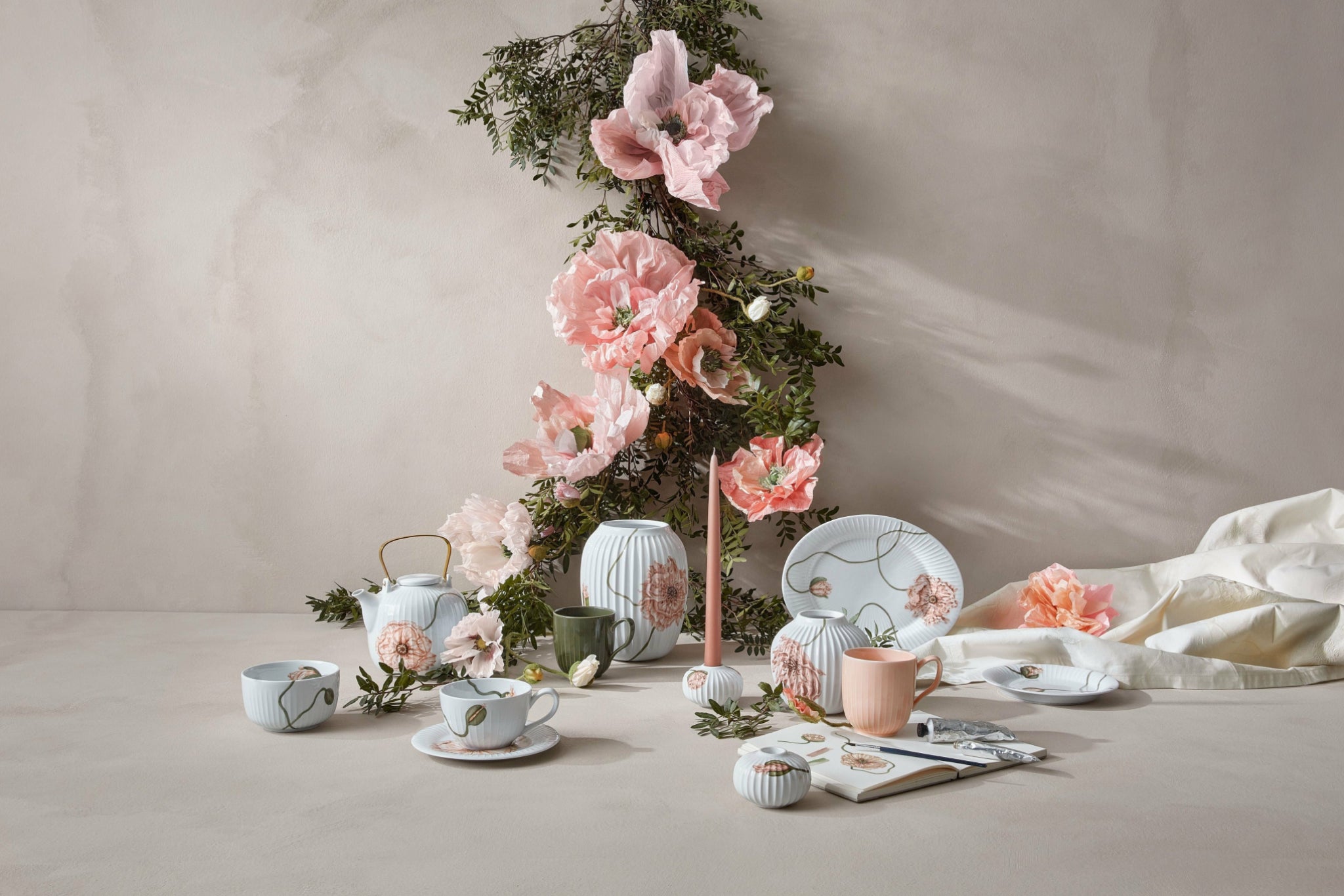 Kähler Hammershøi Poppy Table Cloth 150x220 Cm, Nude