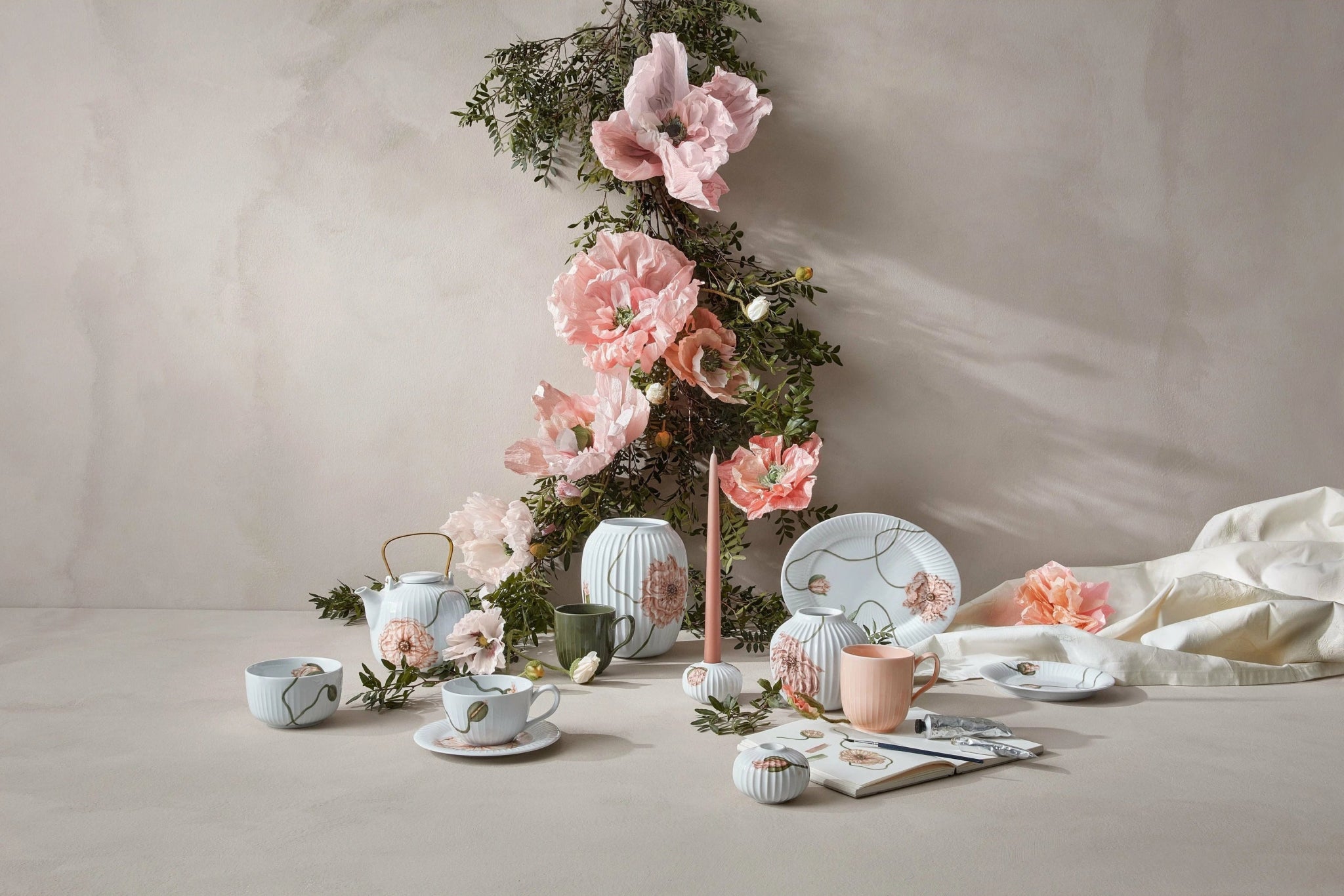 Kähler Hammershøi Poppy Table Cloth 150x220 Cm, Nude