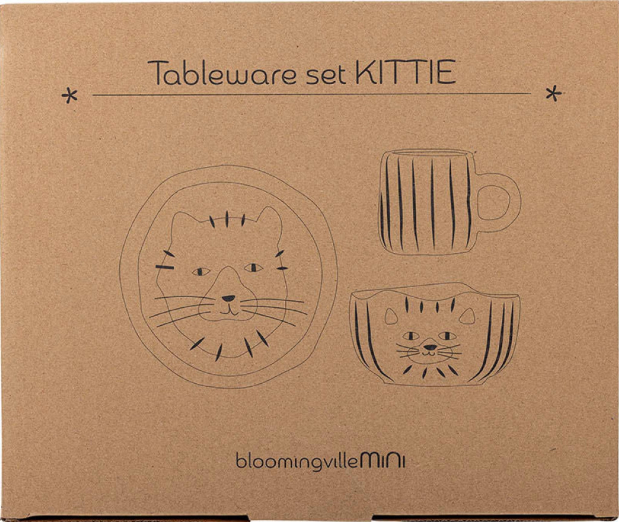 Bloomingville MINI Kittie Tableware Set, Brown, Stoneware