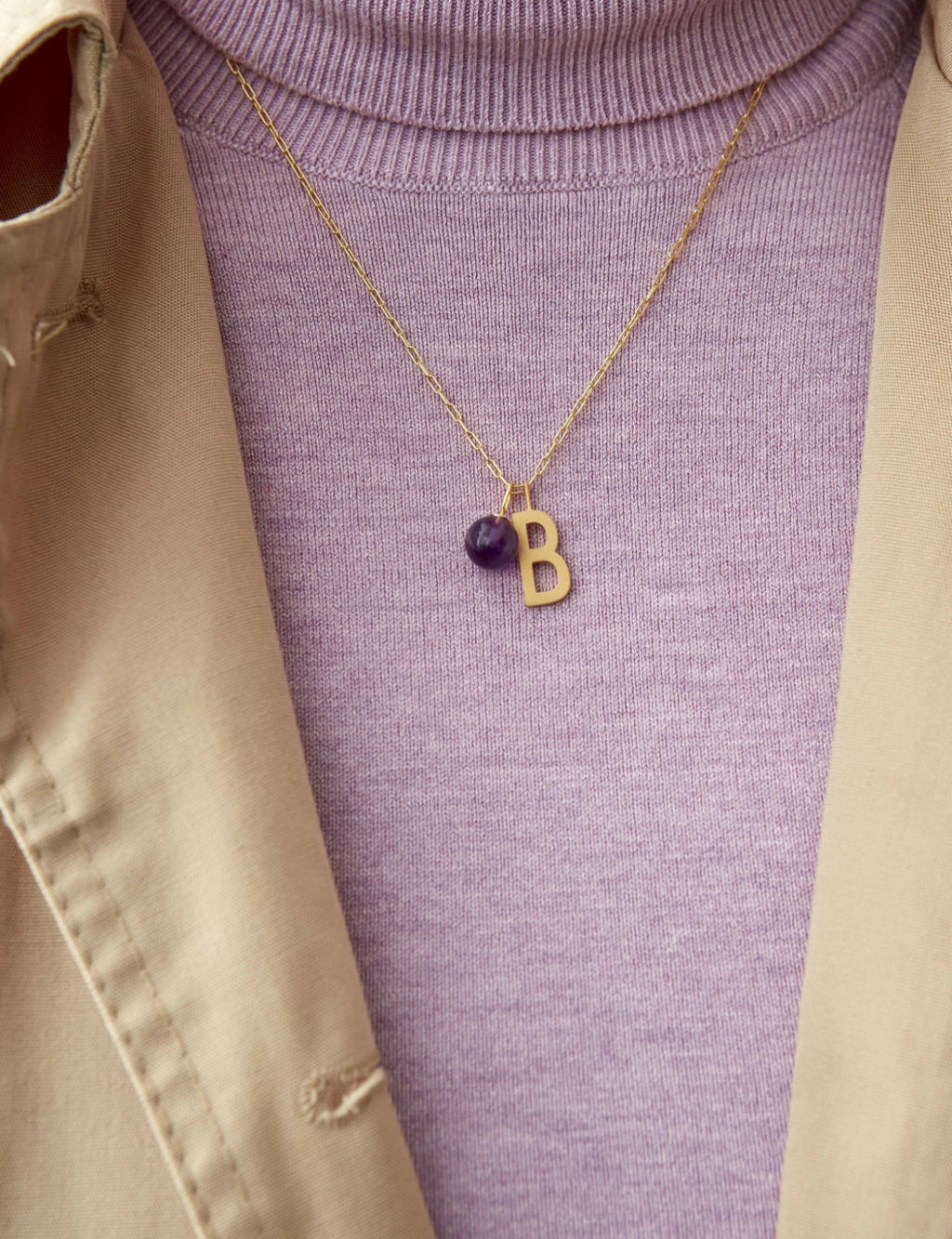 Design Letters Stone Drop Pendant 8mm 18k Gold Plated Silver, Pure Crystal