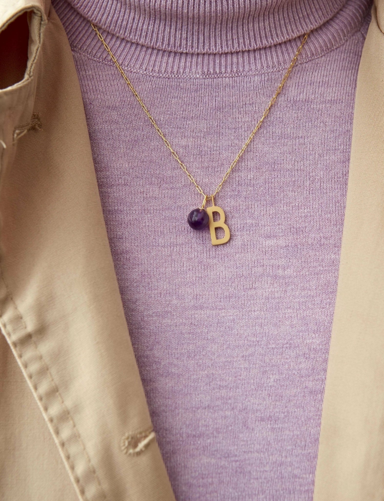 Design Letters Stone Drop Pendant 8mm 18k Gold Plated Silver, Pure Crystal