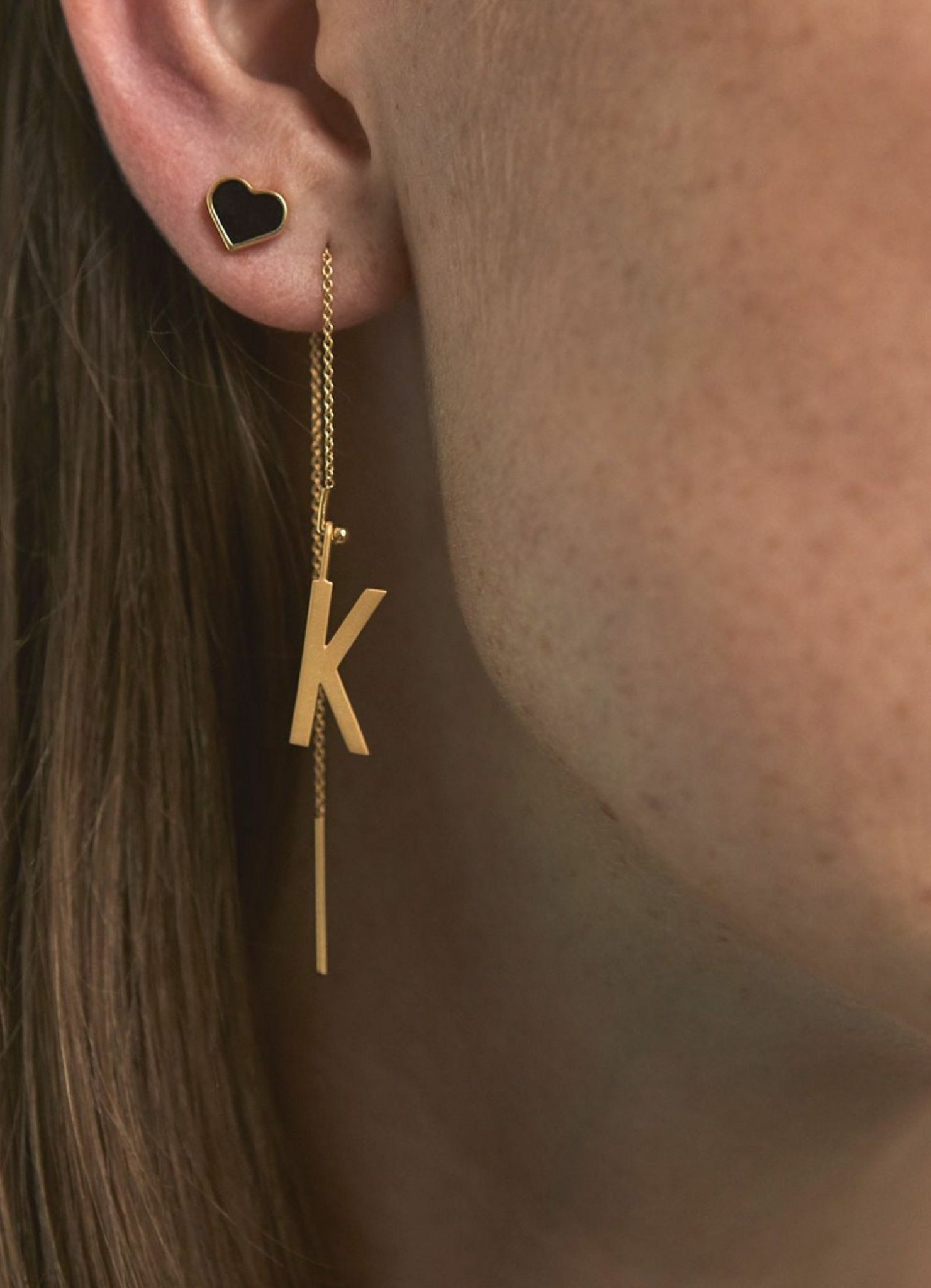 Design Letters Earring, Gold Plated