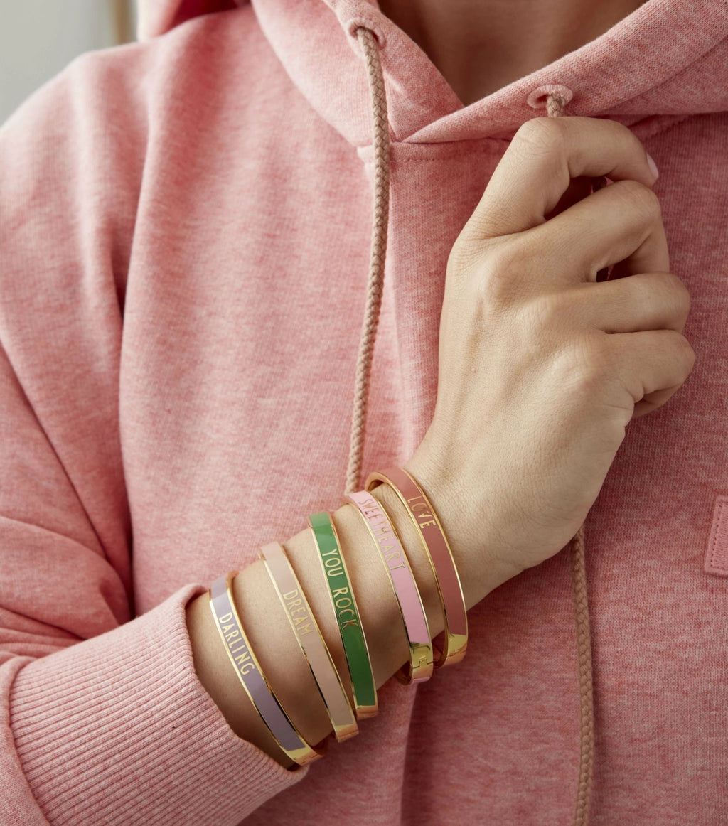 Design Letters Word Candy Bracelet Darling Brass Gold Platted, Violet