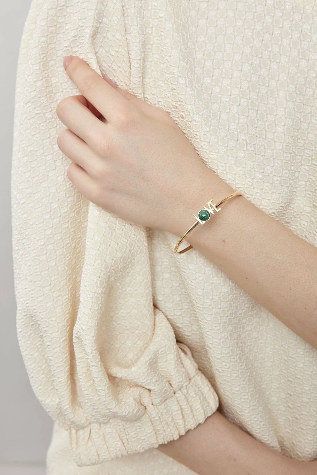 Design Letters Great Love Bangle 18k Gold Plated, Malachite Green